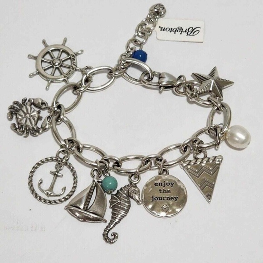 Brighton Blue Water crab, seahorse, star, sailboat, and pearl charm bracelet new - Picture 9 of 9
